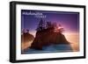 Washington Coast - Ocean Island Sunset-Lantern Press-Framed Art Print