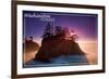 Washington Coast - Ocean Island Sunset-Lantern Press-Framed Premium Giclee Print