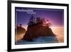 Washington Coast - Ocean Island Sunset-Lantern Press-Framed Premium Giclee Print