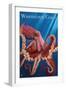 Washington Coast - Red Octopus-Lantern Press-Framed Art Print