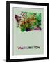 Washington Color Splatter Map-NaxArt-Framed Art Print