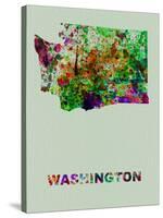 Washington Color Splatter Map-NaxArt-Stretched Canvas