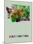Washington Color Splatter Map-NaxArt-Mounted Art Print