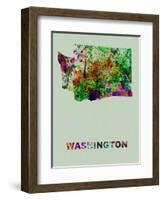 Washington Color Splatter Map-NaxArt-Framed Art Print