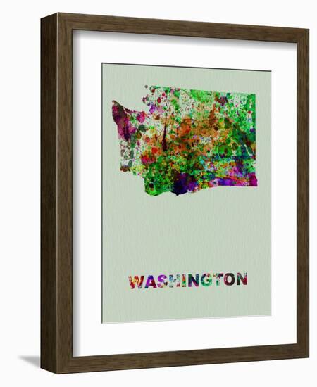 Washington Color Splatter Map-NaxArt-Framed Art Print