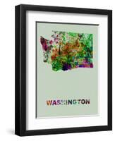 Washington Color Splatter Map-NaxArt-Framed Art Print