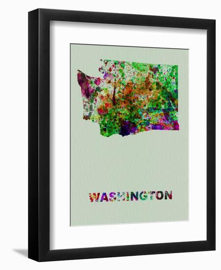 Washington Color Splatter Map-NaxArt-Framed Art Print