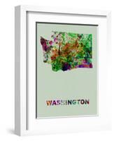 Washington Color Splatter Map-NaxArt-Framed Art Print