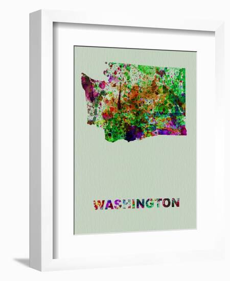 Washington Color Splatter Map-NaxArt-Framed Art Print