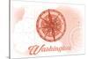 Washington - Compass - Coral - Coastal Icon-Lantern Press-Stretched Canvas