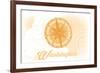 Washington - Compass - Yellow - Coastal Icon-Lantern Press-Framed Art Print