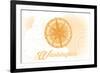 Washington - Compass - Yellow - Coastal Icon-Lantern Press-Framed Art Print