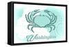 Washington - Crab - Teal - Coastal Icon-Lantern Press-Framed Stretched Canvas