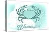 Washington - Crab - Teal - Coastal Icon-Lantern Press-Stretched Canvas