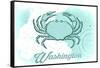 Washington - Crab - Teal - Coastal Icon-Lantern Press-Framed Stretched Canvas