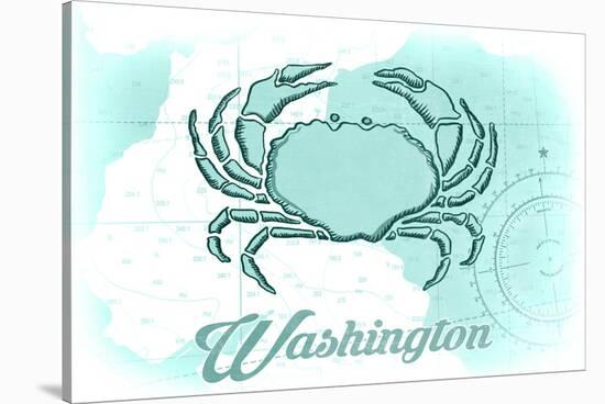 Washington - Crab - Teal - Coastal Icon-Lantern Press-Stretched Canvas