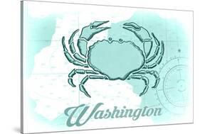 Washington - Crab - Teal - Coastal Icon-Lantern Press-Stretched Canvas
