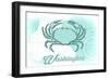 Washington - Crab - Teal - Coastal Icon-Lantern Press-Framed Art Print