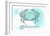 Washington - Crab - Teal - Coastal Icon-Lantern Press-Framed Art Print