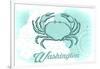 Washington - Crab - Teal - Coastal Icon-Lantern Press-Framed Art Print