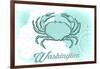 Washington - Crab - Teal - Coastal Icon-Lantern Press-Framed Art Print