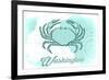 Washington - Crab - Teal - Coastal Icon-Lantern Press-Framed Premium Giclee Print