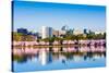 Washington, D.C. at the Tidal Basin during Cherry Blossom Season with the Rosslyn Business Distict-SeanPavonePhoto-Stretched Canvas