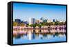 Washington, D.C. at the Tidal Basin during Cherry Blossom Season with the Rosslyn Business Distict-SeanPavonePhoto-Framed Stretched Canvas