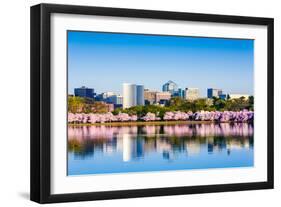 Washington, D.C. at the Tidal Basin during Cherry Blossom Season with the Rosslyn Business Distict-SeanPavonePhoto-Framed Photographic Print