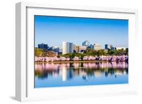 Washington, D.C. at the Tidal Basin during Cherry Blossom Season with the Rosslyn Business Distict-SeanPavonePhoto-Framed Photographic Print