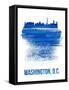 Washington, D.C. Brush Stroke Skyline - Blue-NaxArt-Framed Stretched Canvas