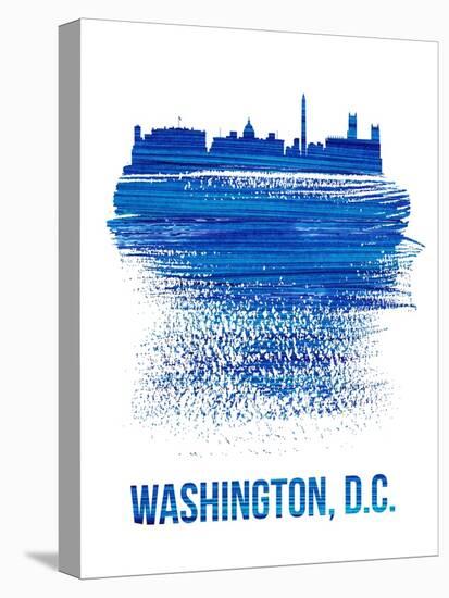 Washington, D.C. Brush Stroke Skyline - Blue-NaxArt-Stretched Canvas