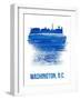 Washington, D.C. Brush Stroke Skyline - Blue-NaxArt-Framed Art Print