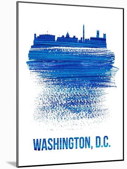 Washington, D.C. Brush Stroke Skyline - Blue-NaxArt-Mounted Art Print