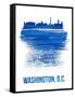 Washington, D.C. Brush Stroke Skyline - Blue-NaxArt-Framed Stretched Canvas