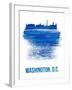 Washington, D.C. Brush Stroke Skyline - Blue-NaxArt-Framed Art Print