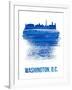 Washington, D.C. Brush Stroke Skyline - Blue-NaxArt-Framed Art Print