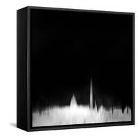 Washington, D.C. City Skyline - White-NaxArt-Framed Stretched Canvas