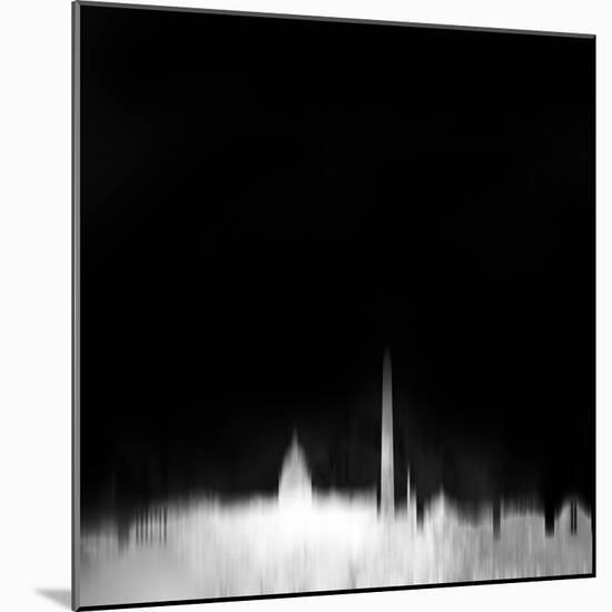 Washington, D.C. City Skyline - White-NaxArt-Mounted Art Print