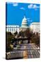 WASHINGTON D.C. - Elevated view down Capitol St, to US Capitol, Washington DC.-null-Stretched Canvas