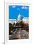 WASHINGTON D.C. - Elevated view down Capitol St, to US Capitol, Washington DC.-null-Framed Photographic Print