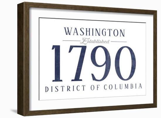 Washington D.C. - Established Date (Blue)-Lantern Press-Framed Art Print