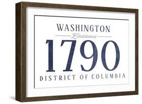 Washington D.C. - Established Date (Blue)-Lantern Press-Framed Art Print