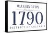 Washington D.C. - Established Date (Blue)-Lantern Press-Framed Stretched Canvas