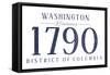 Washington D.C. - Established Date (Blue)-Lantern Press-Framed Stretched Canvas