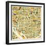 Washington D.C. Map-Jazzberry Blue-Framed Art Print