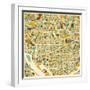 Washington D.C. Map-Jazzberry Blue-Framed Art Print