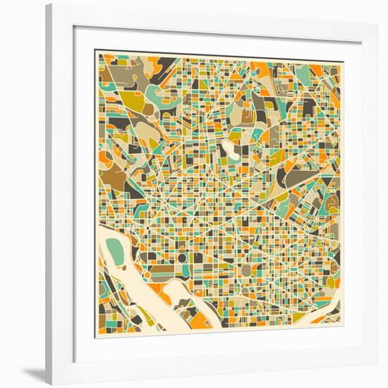 Washington D.C. Map-Jazzberry Blue-Framed Art Print