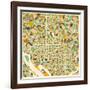 Washington D.C. Map-Jazzberry Blue-Framed Art Print