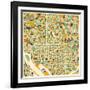 Washington D.C. Map-Jazzberry Blue-Framed Art Print